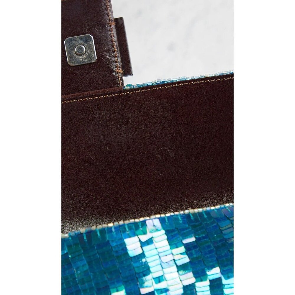 Vintage Fendi FWRD Renew Sequin Baguette Shoulder Bag in Blue Womens Handbag - Picture 4 of 16